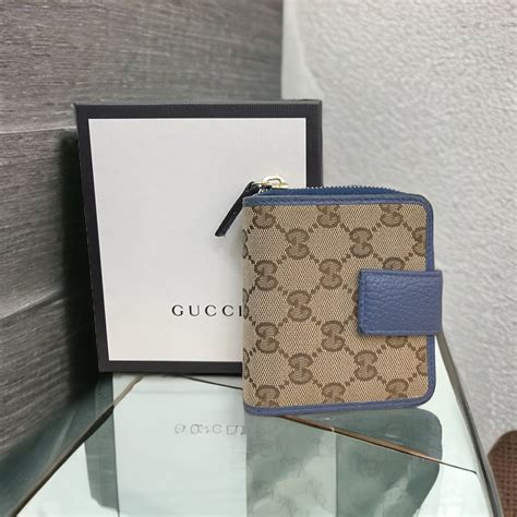 Gucci Women's Signature GG Small Bifold Wallet Blue 346056